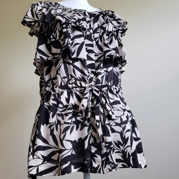 Alfani Silk Ruffle Print Blouse  Size 10 - Picture 8 of 8